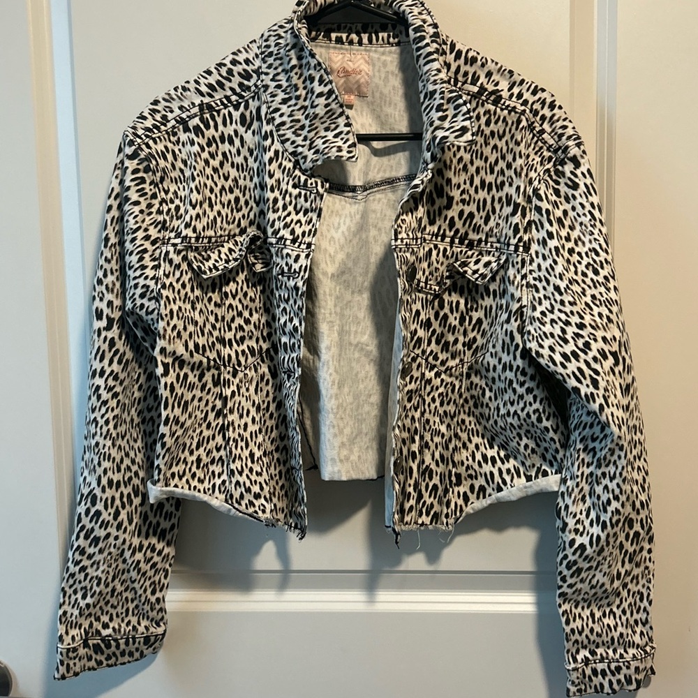 Candie's Black and White Animal Print Jean Jacket